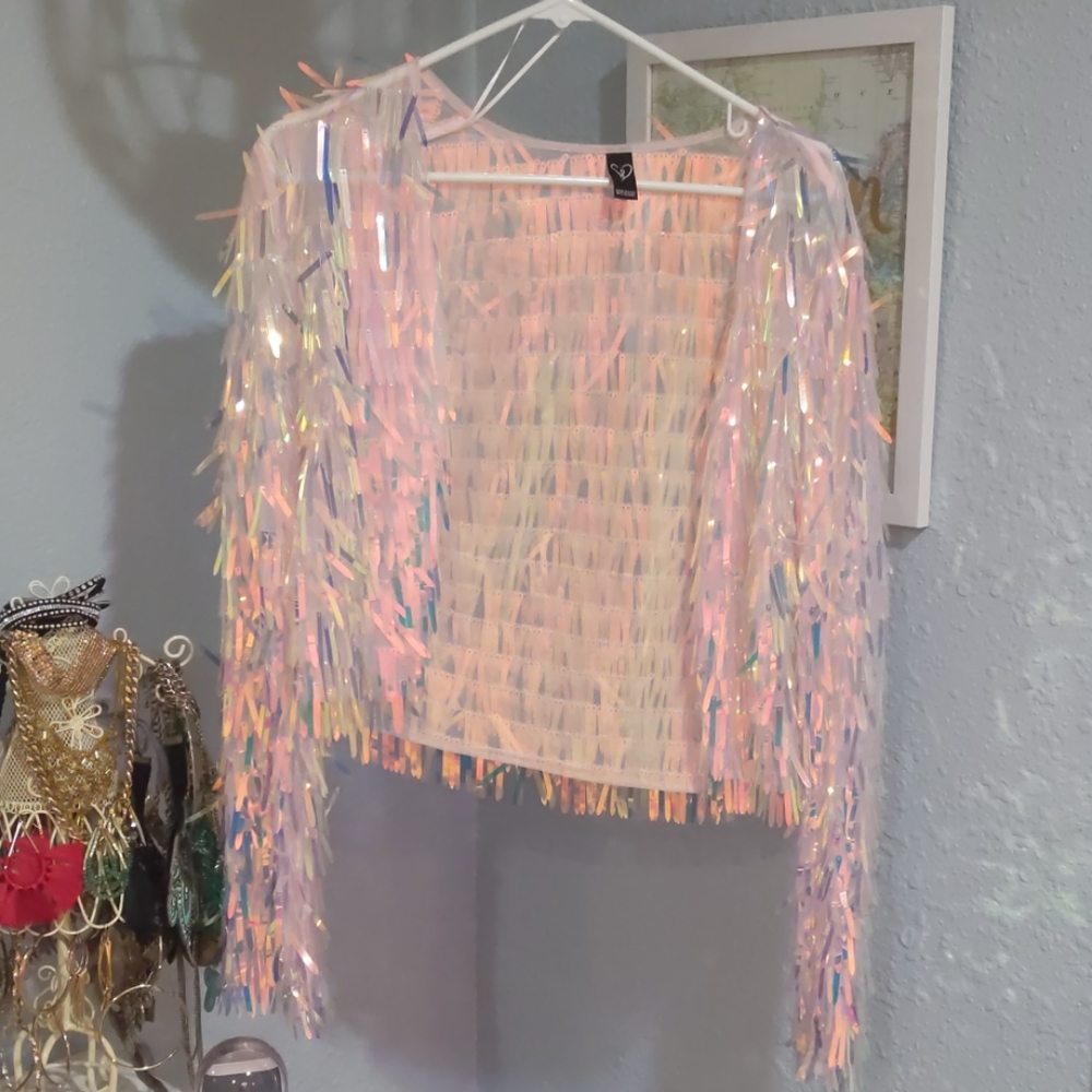 Sparkly rainbow sequin jacket